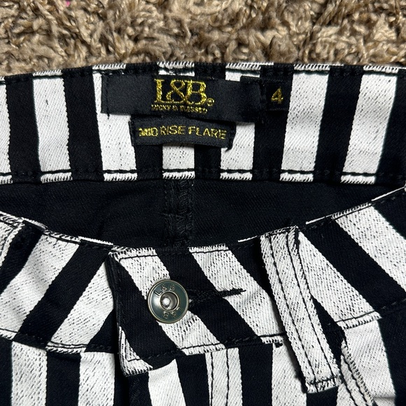 L&B Lucky & Blessed Monochrome Striped Flare Pants Size 4 - Picture 2 of 12
